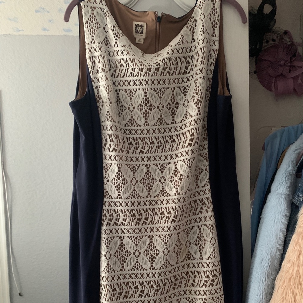 Crochet Sleeveless Anne Klein dress, size 16 like new
